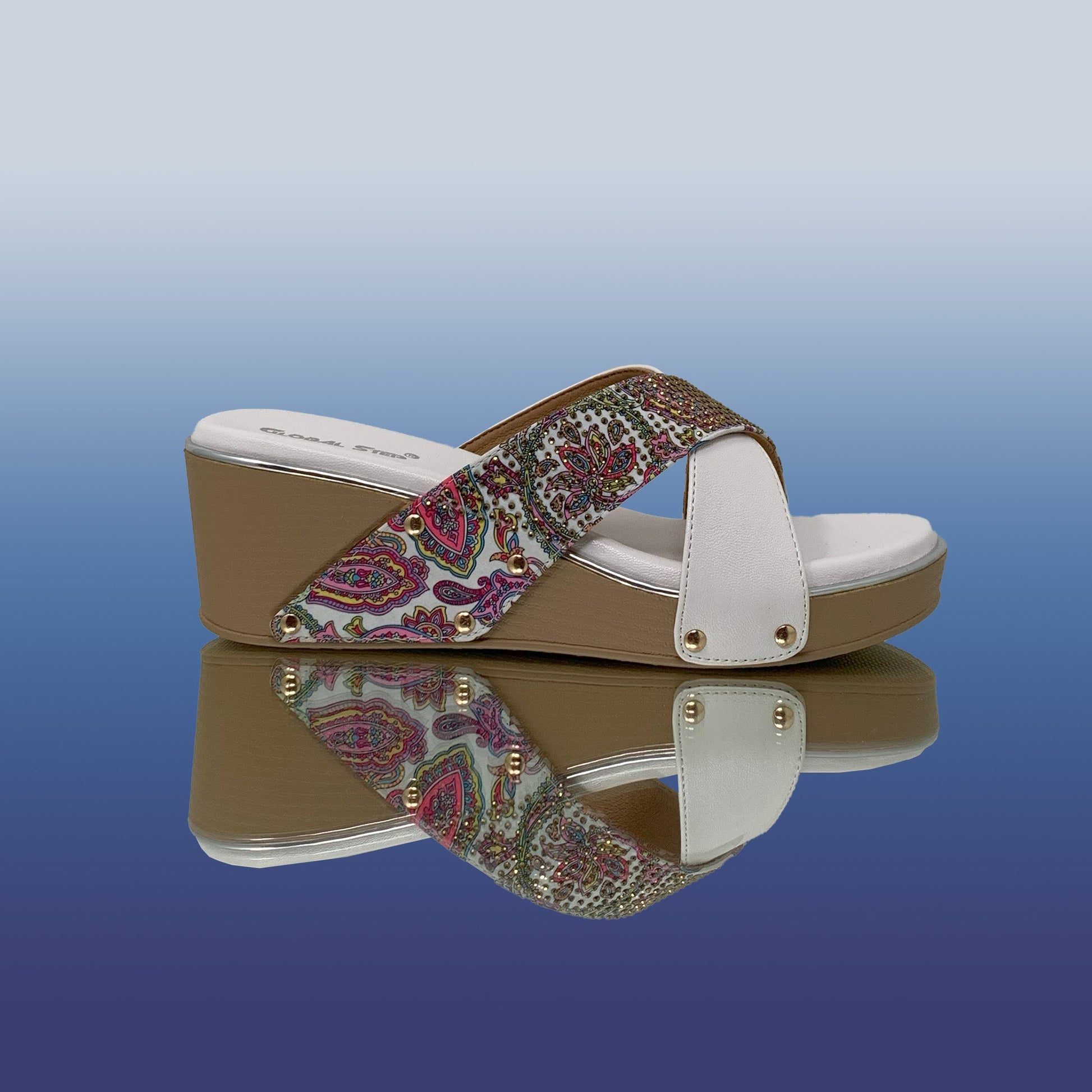 White Stylish Wedge Sandals - GlobalStep - shoes - 36