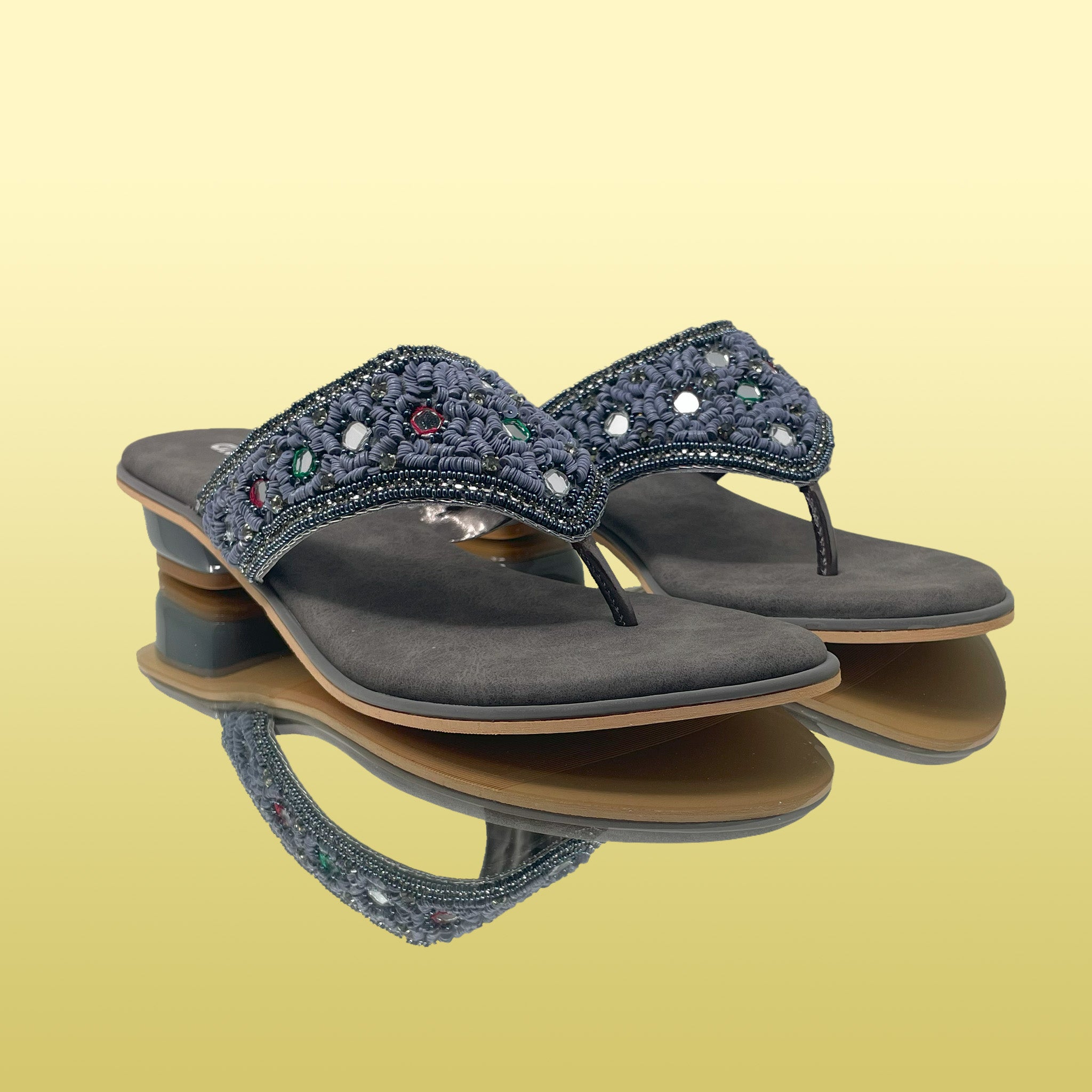 ZariGlow Embellished Grey heels - GlobalStep - Heels - 36