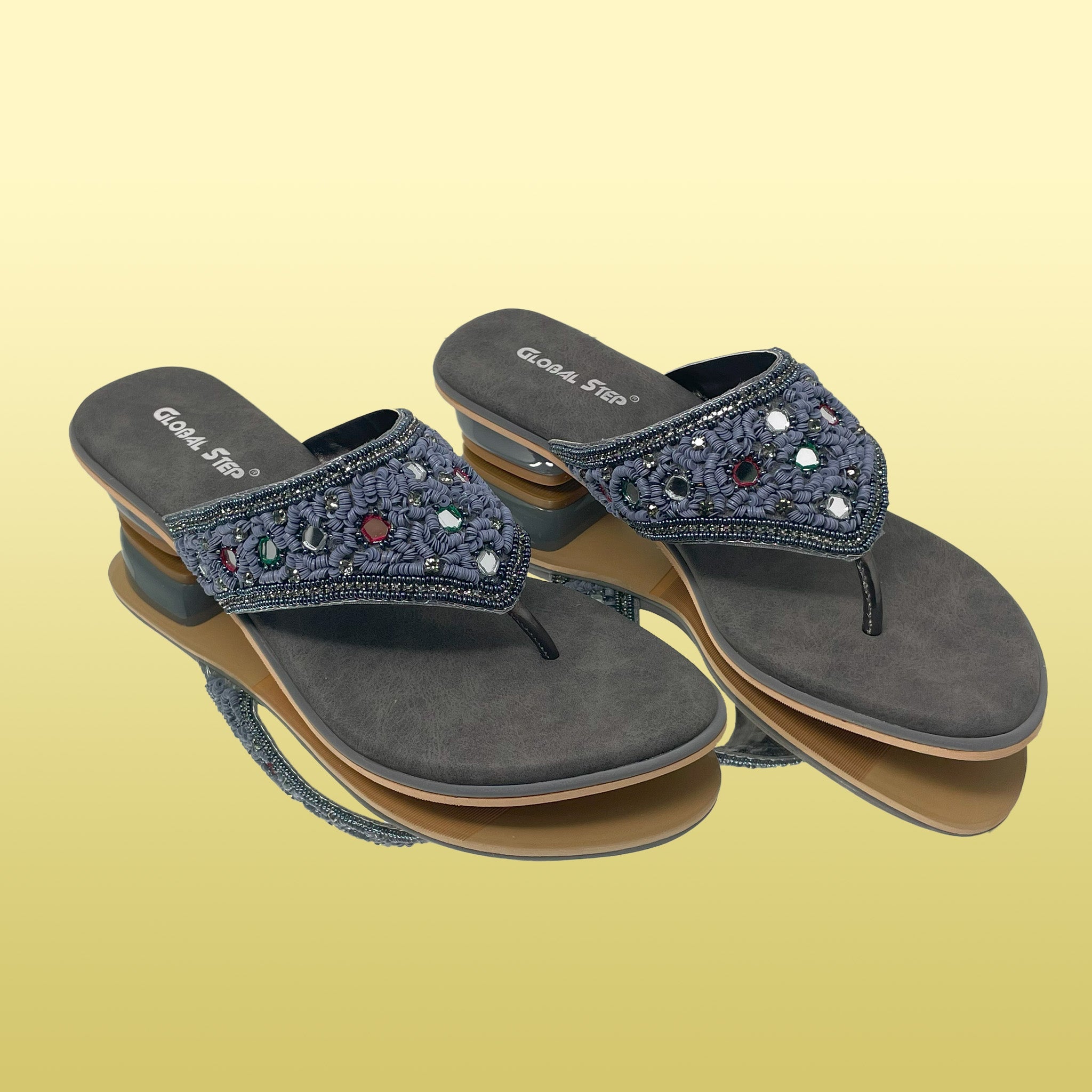 ZariGlow Embellished Grey heels - GlobalStep - Heels - 36