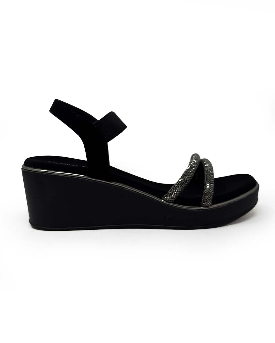 Crystal Arc Wedge Sandals
