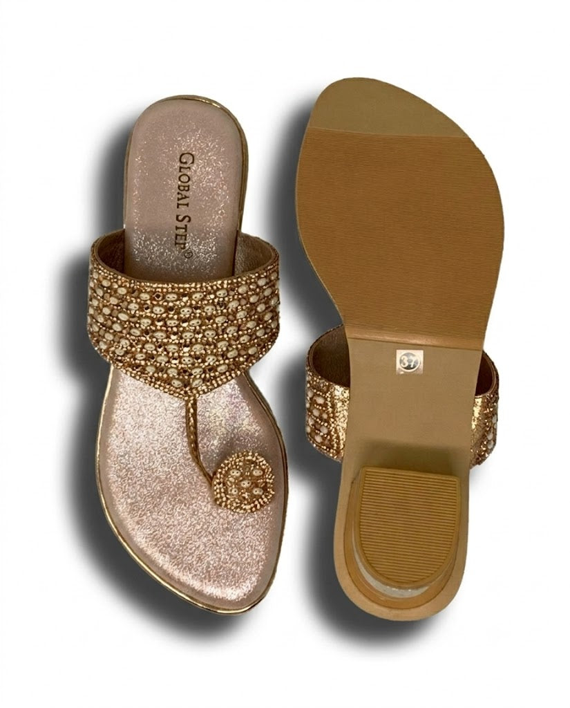 Rosegold Sparkle Ethnic Heels