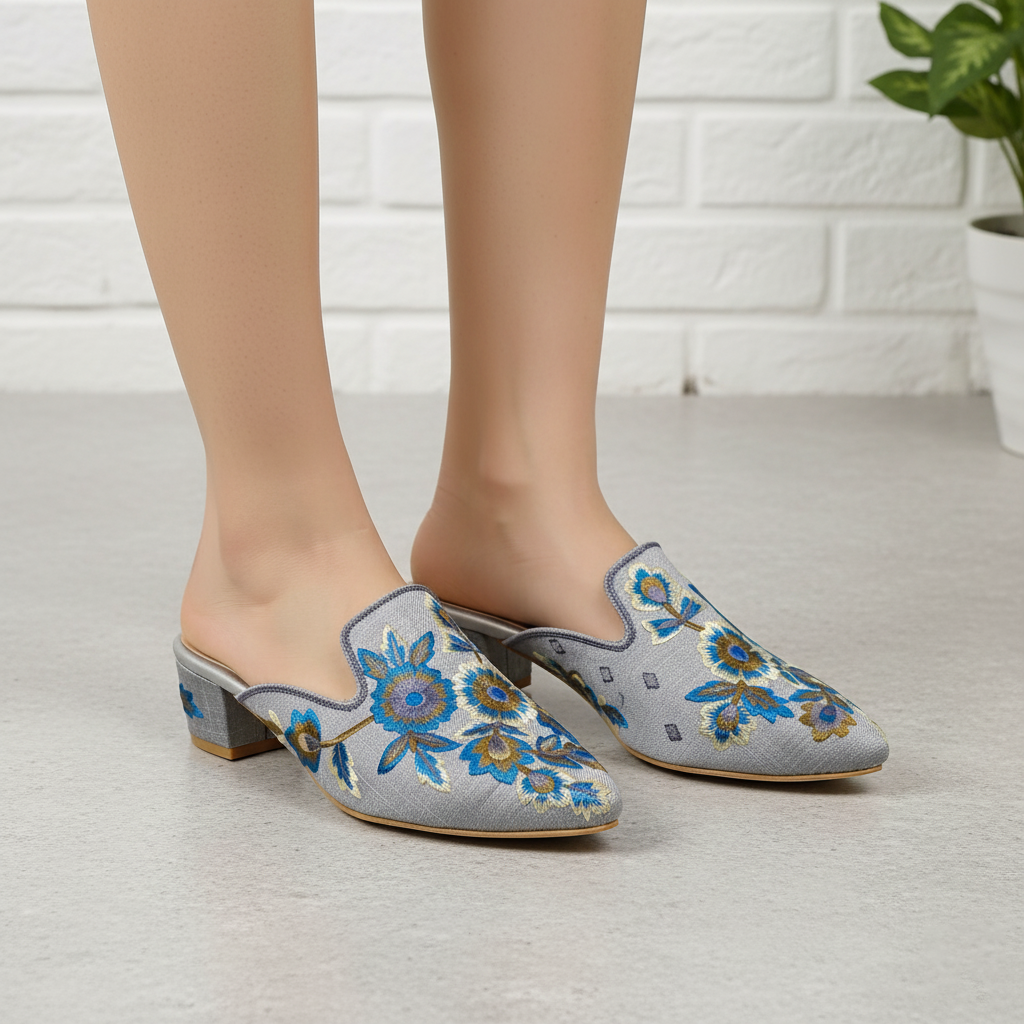 Floral Embroidered Heels