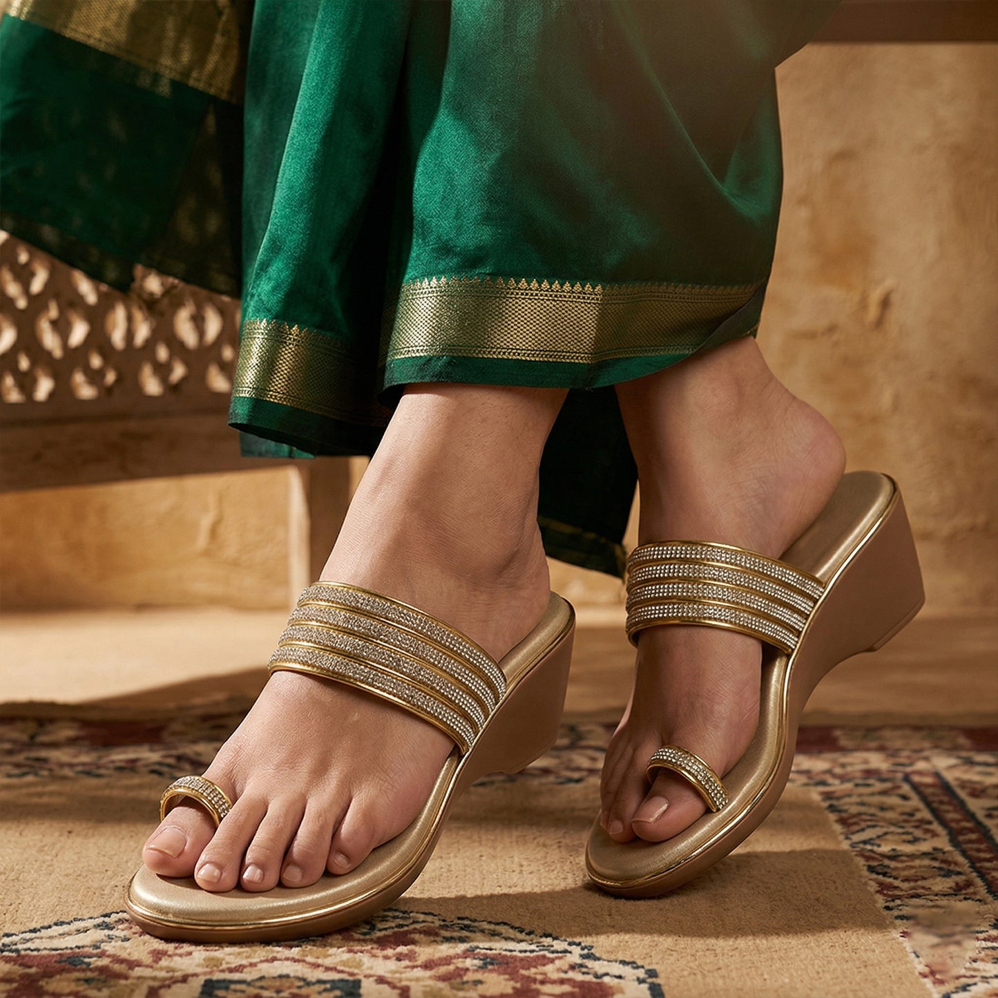 Luxe Radiance Toe-Ring Wedges