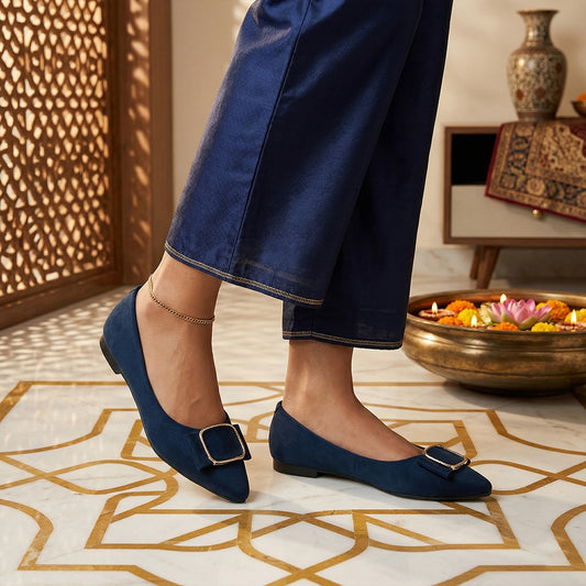 Midnight Grace Buckle Ballerinas