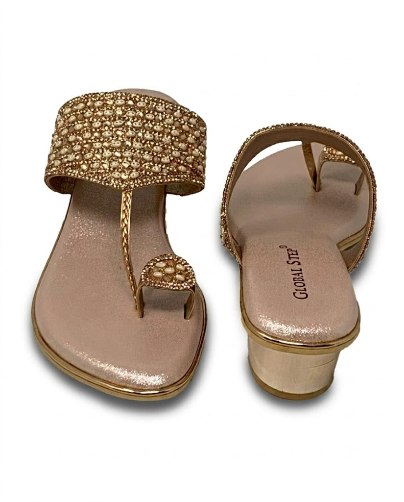 Rosegold Sparkle Ethnic Heels