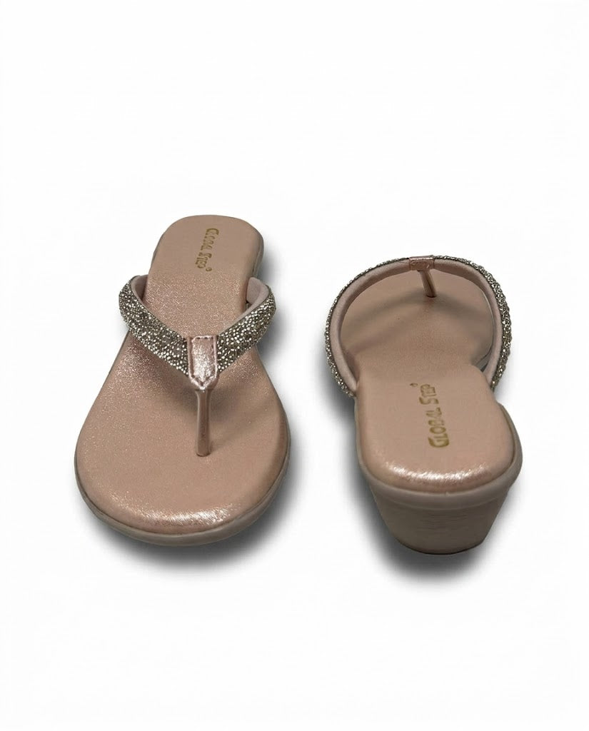 Stylish Rose Gold Wedge Sandals