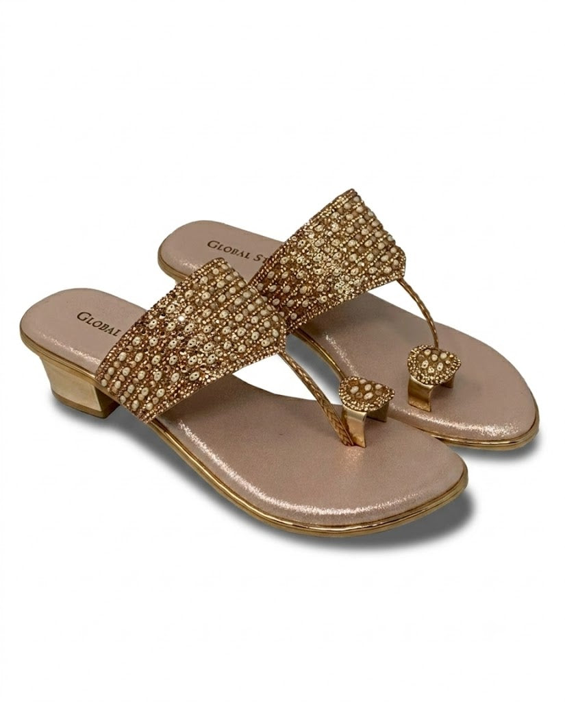 Rosegold Sparkle Ethnic Heels
