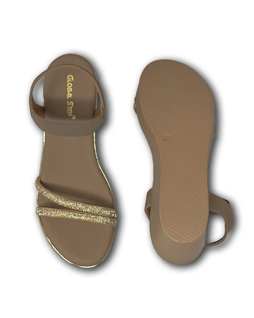 Crystal Arc Wedge Sandals