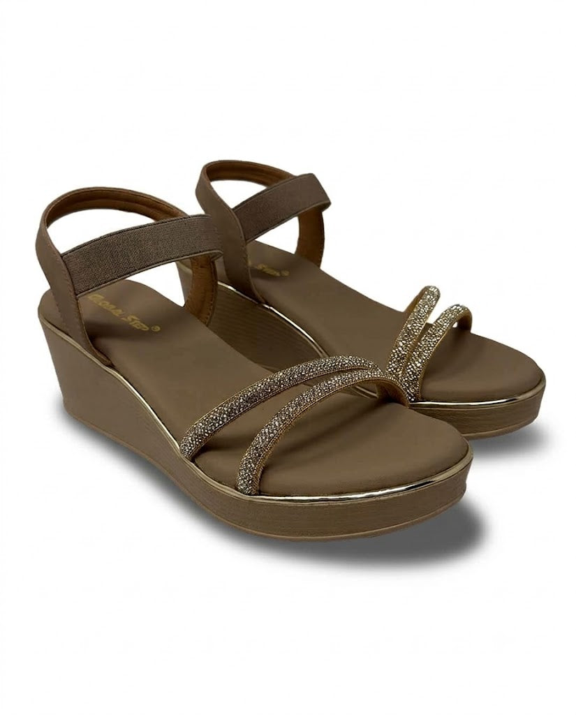 Crystal Arc Wedge Sandals