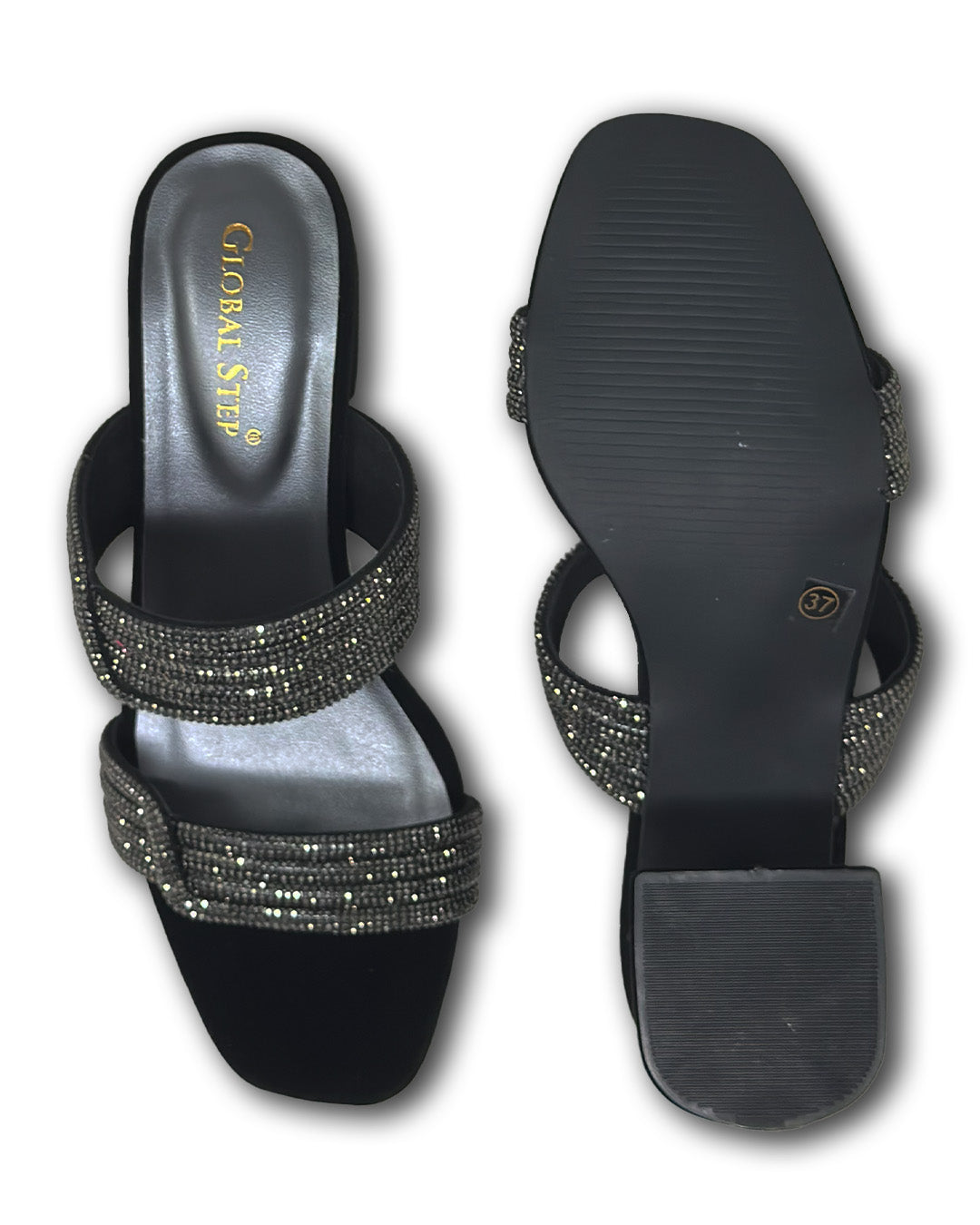 Celeste Rhinestone Block Heels