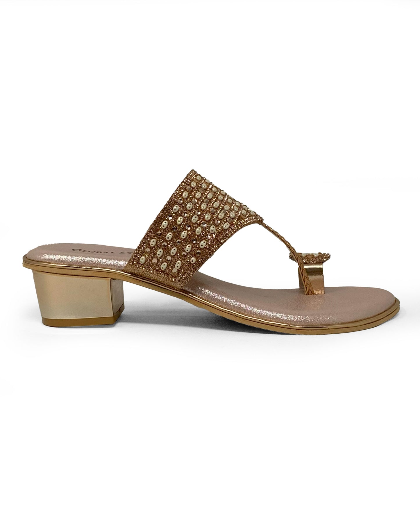Rosegold Sparkle Ethnic Heels