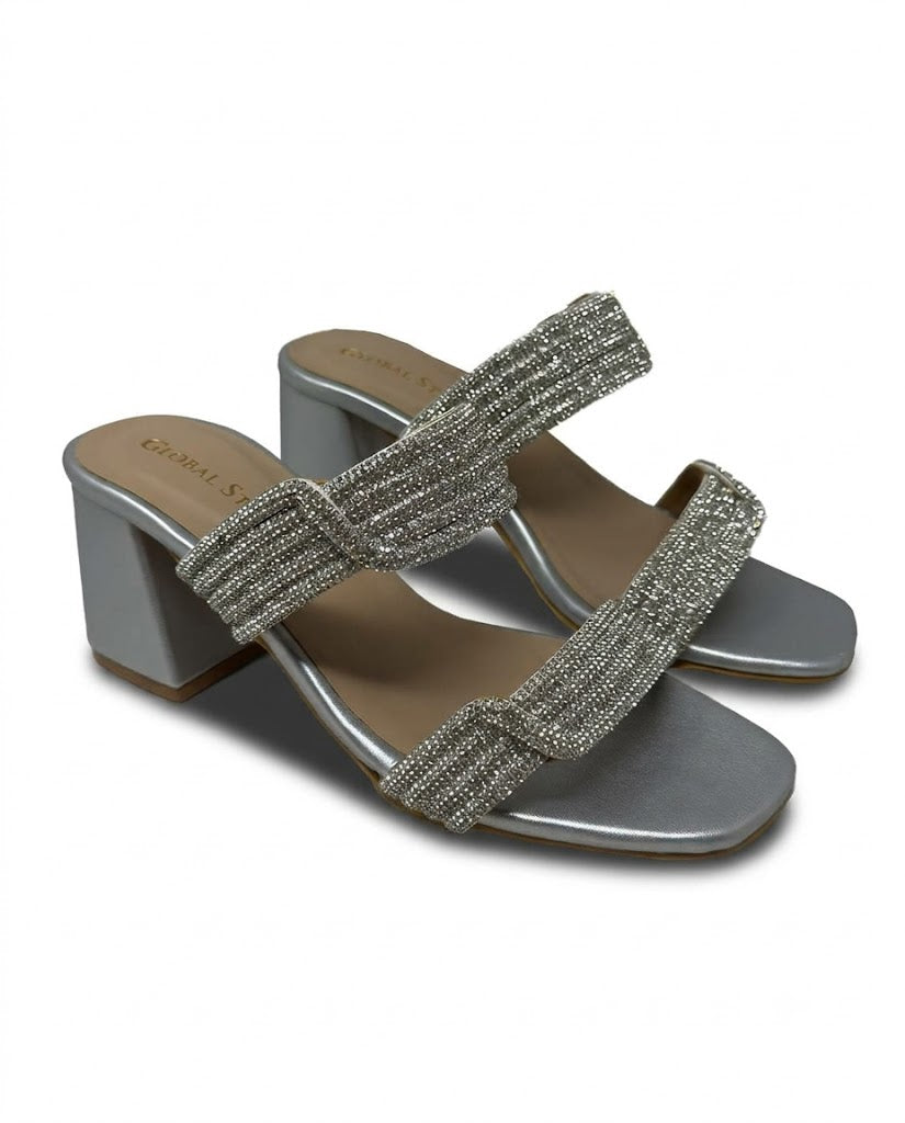 Celeste Rhinestone Block Heels