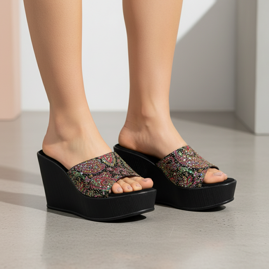 Bling-y Black Wedges