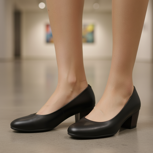 Classic Black Block Heel Pumps