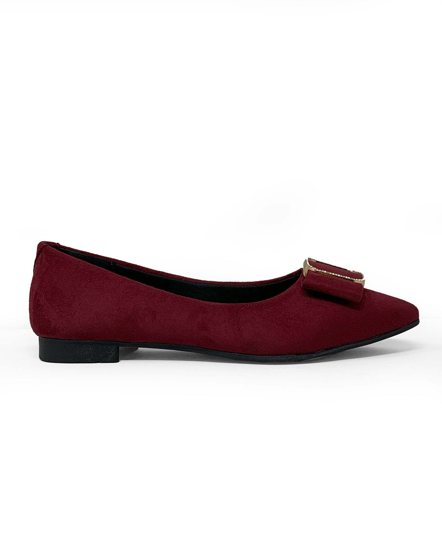 Elegant Wine Buckle Ballerinas