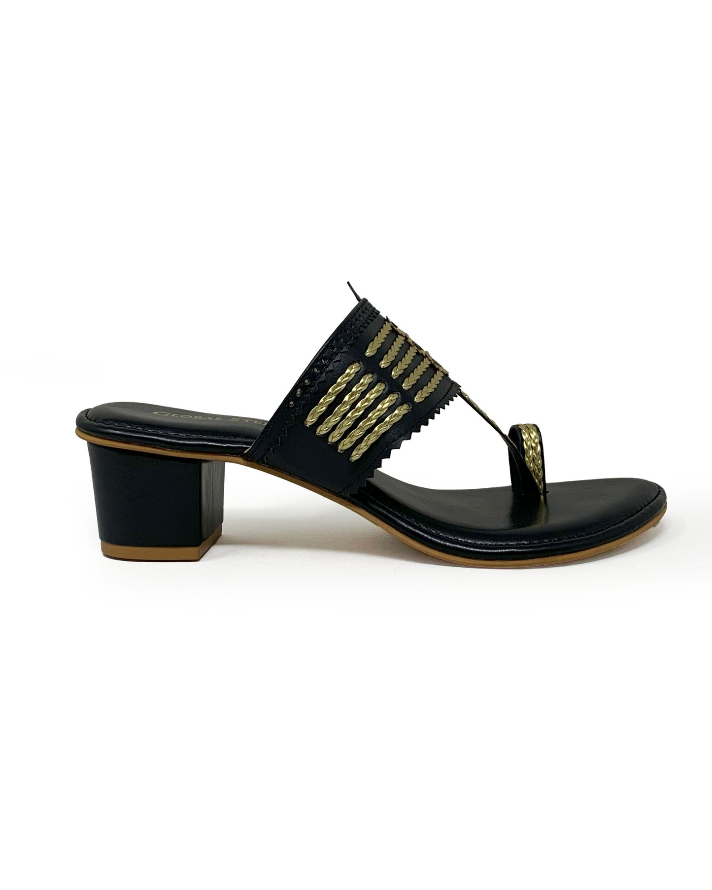 Blush Gold Kolhapuri Block Heels