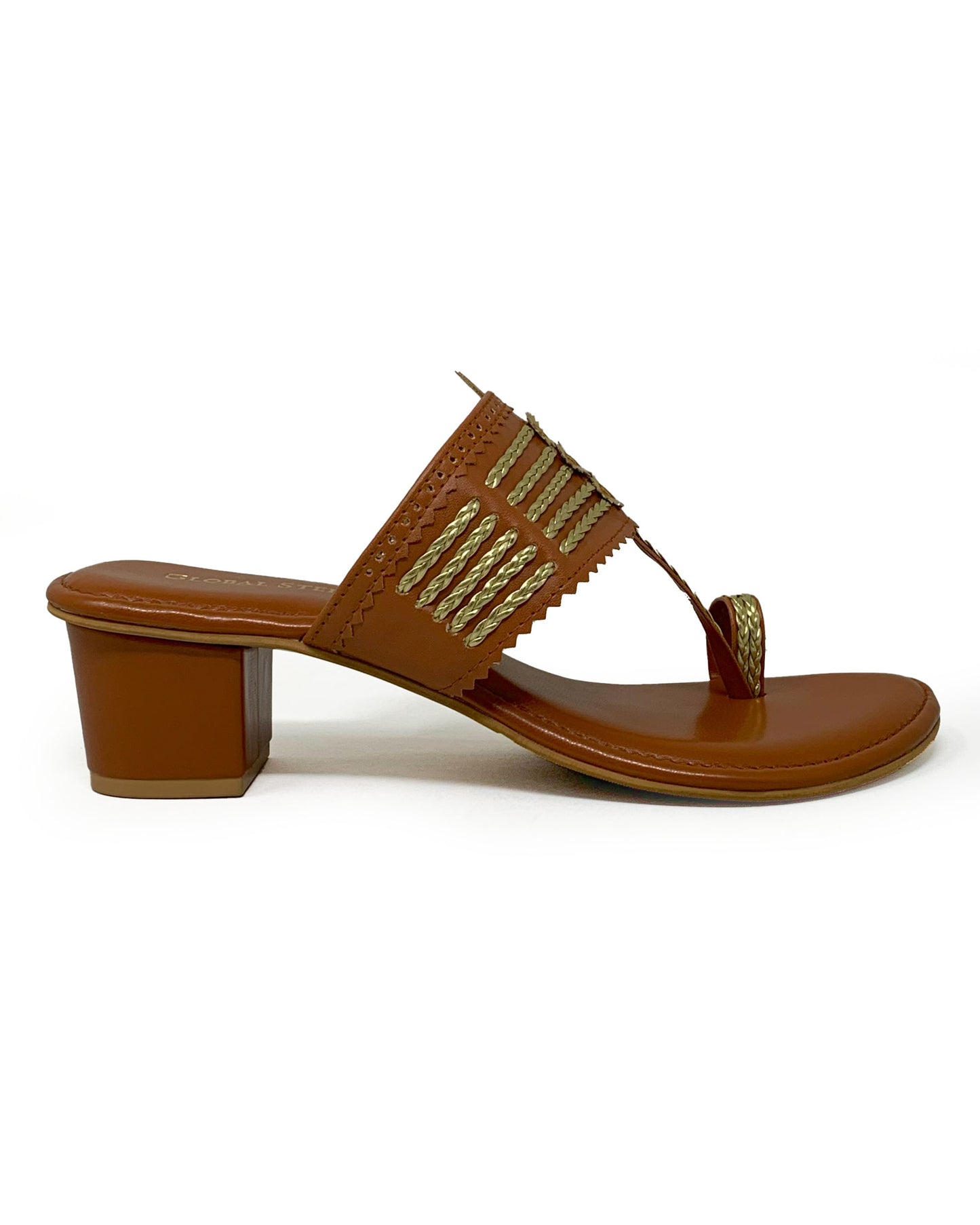 Blush Gold Kolhapuri Block Heels