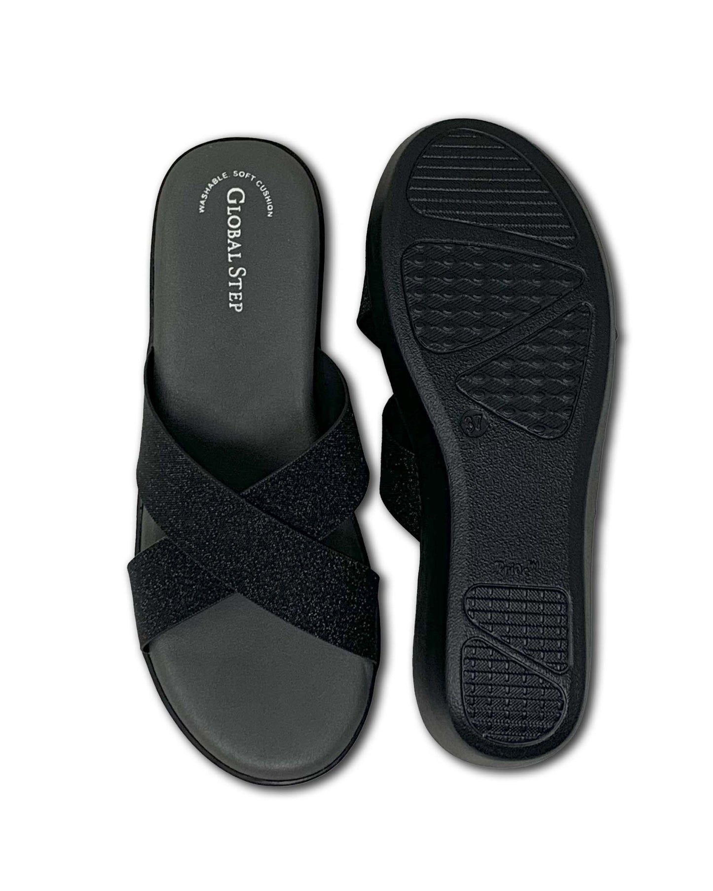Black Spark Crossover Wedge Slides