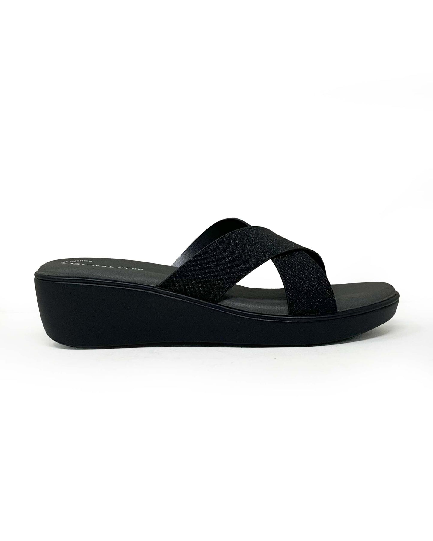 Black Spark Crossover Wedge Slides