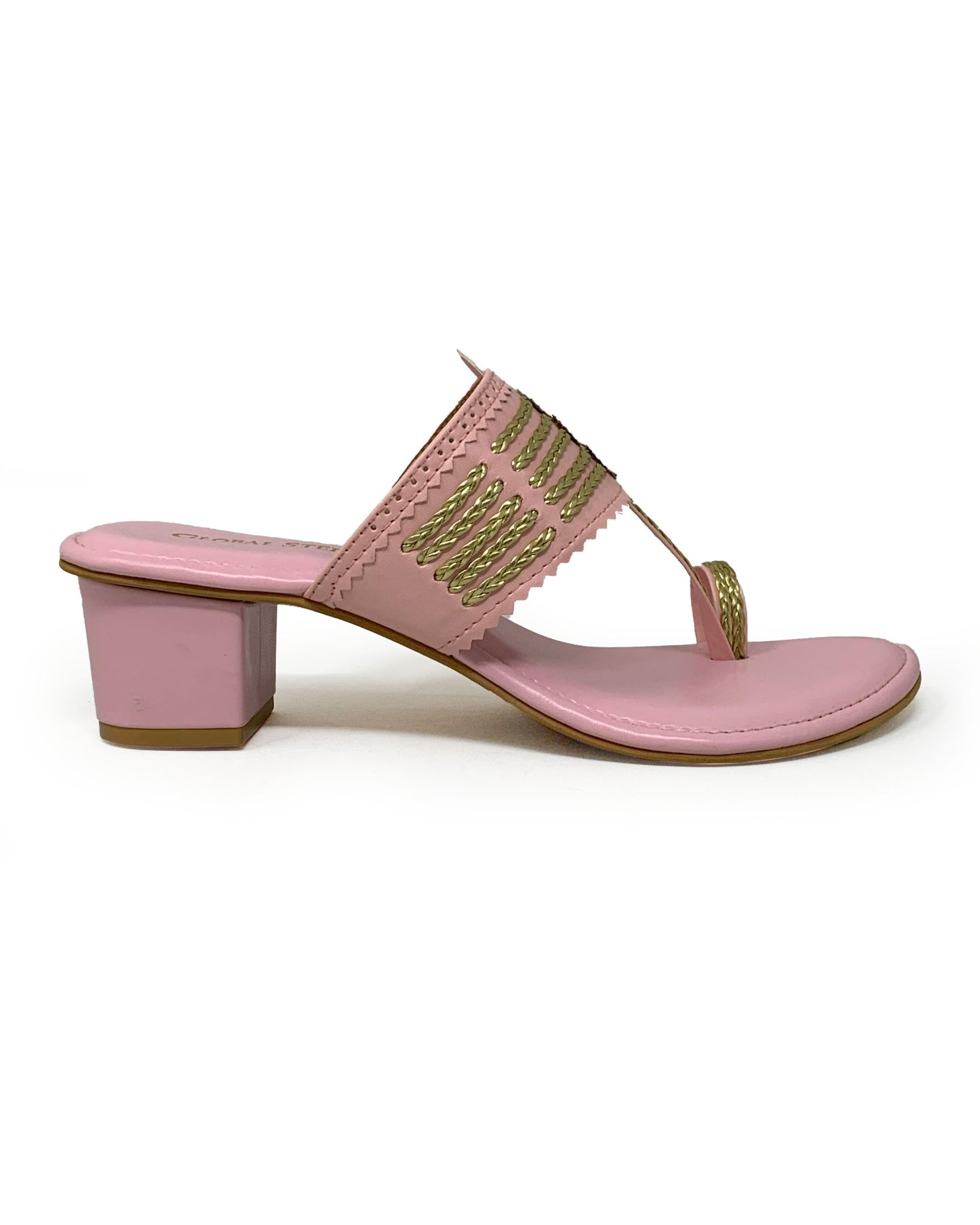 Blush Gold Kolhapuri Block Heels