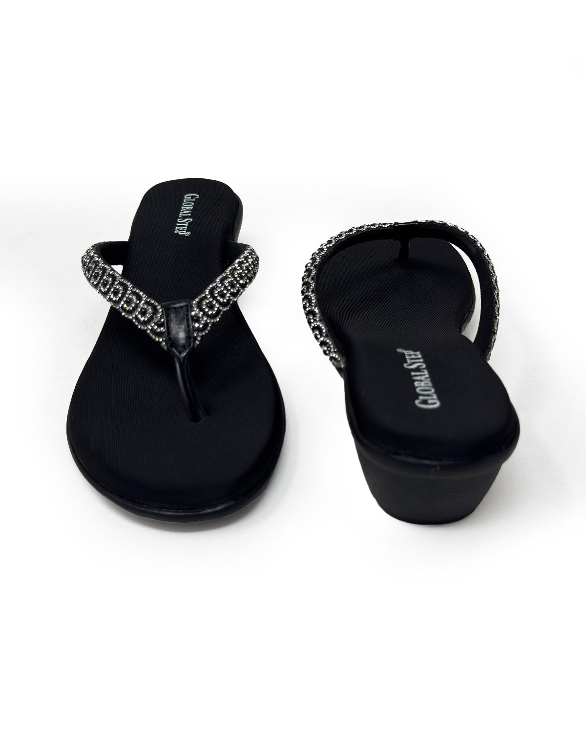 Black Rhinestone Wedge heels