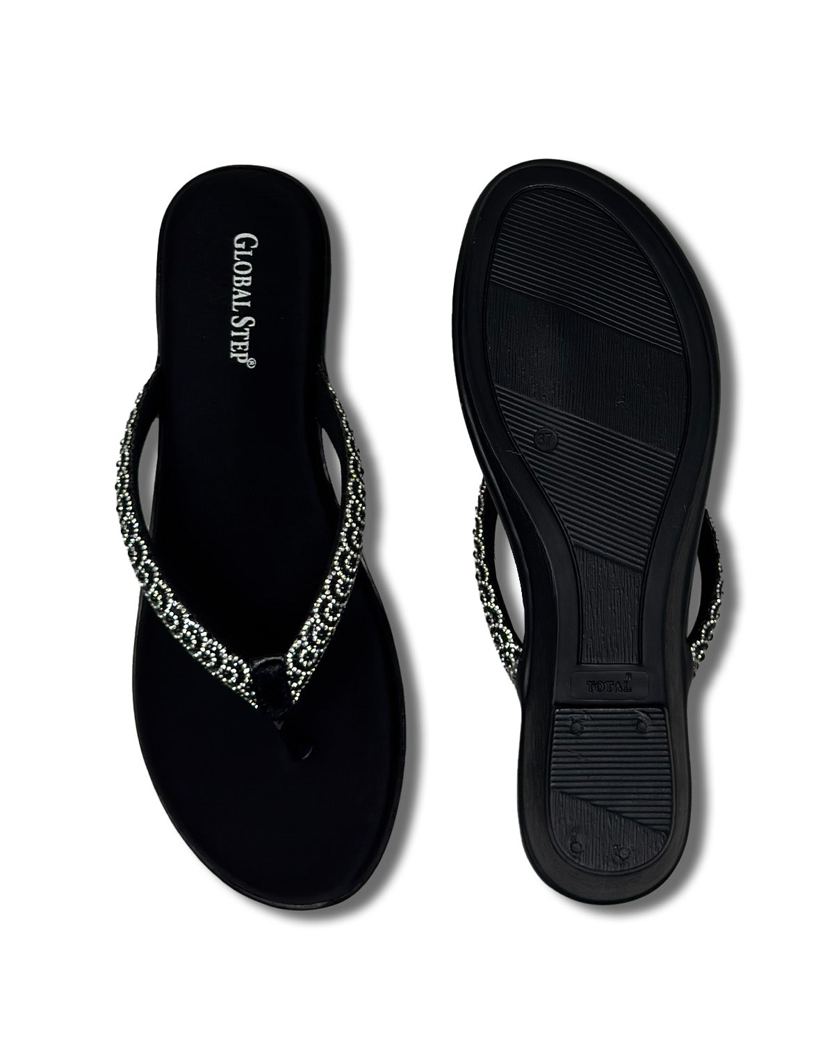 Black Rhinestone Wedge heels