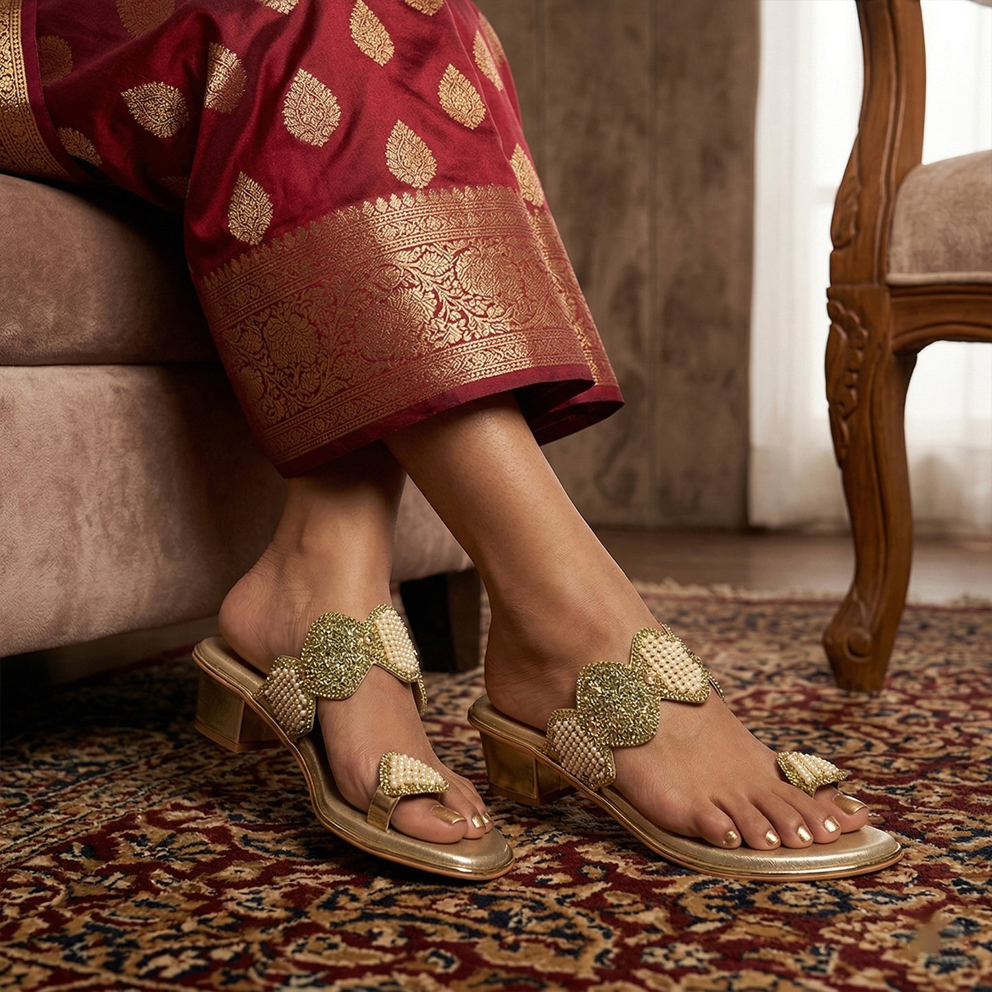 PearlGlam Toe-Ring Heels
