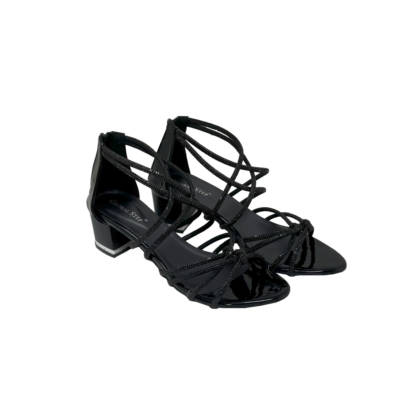 Glitter Strap Block Heels