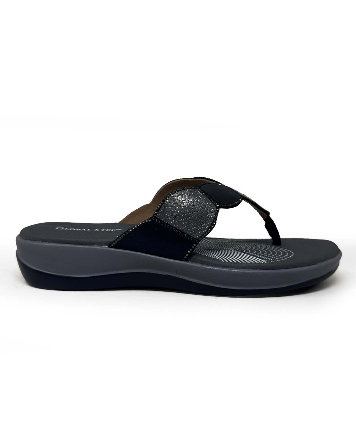 Black Embellished Slides