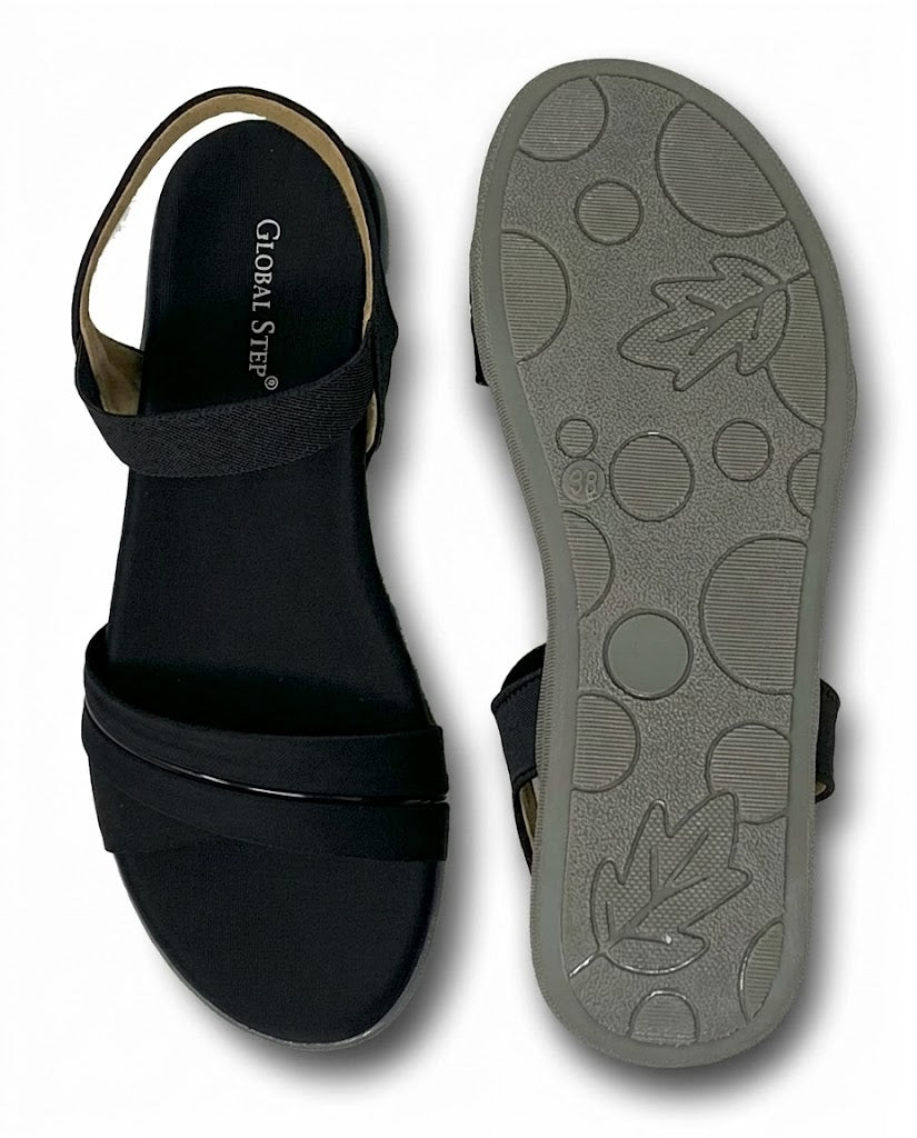 Black Sandal with Silver Accent