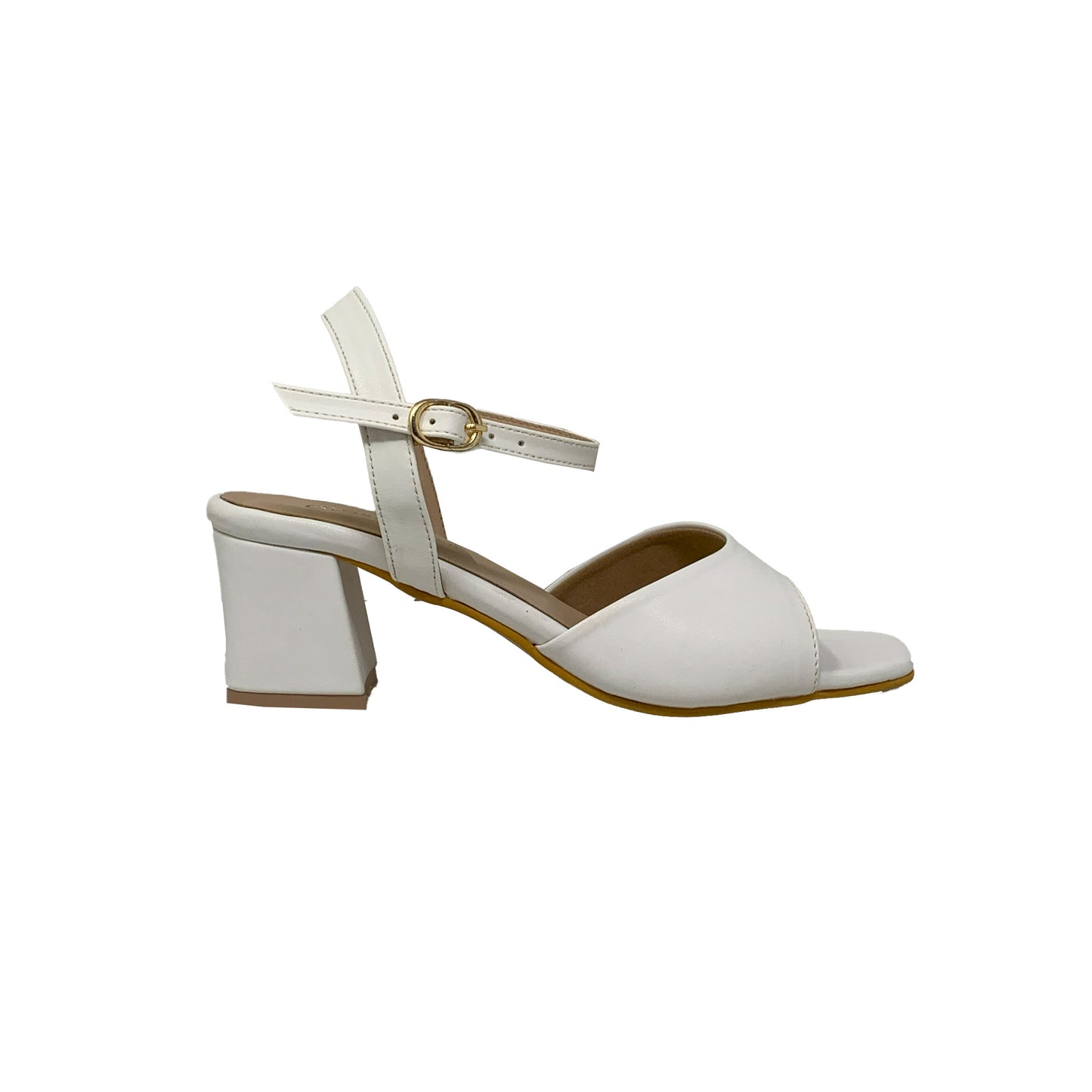 White Block Heel Sandals