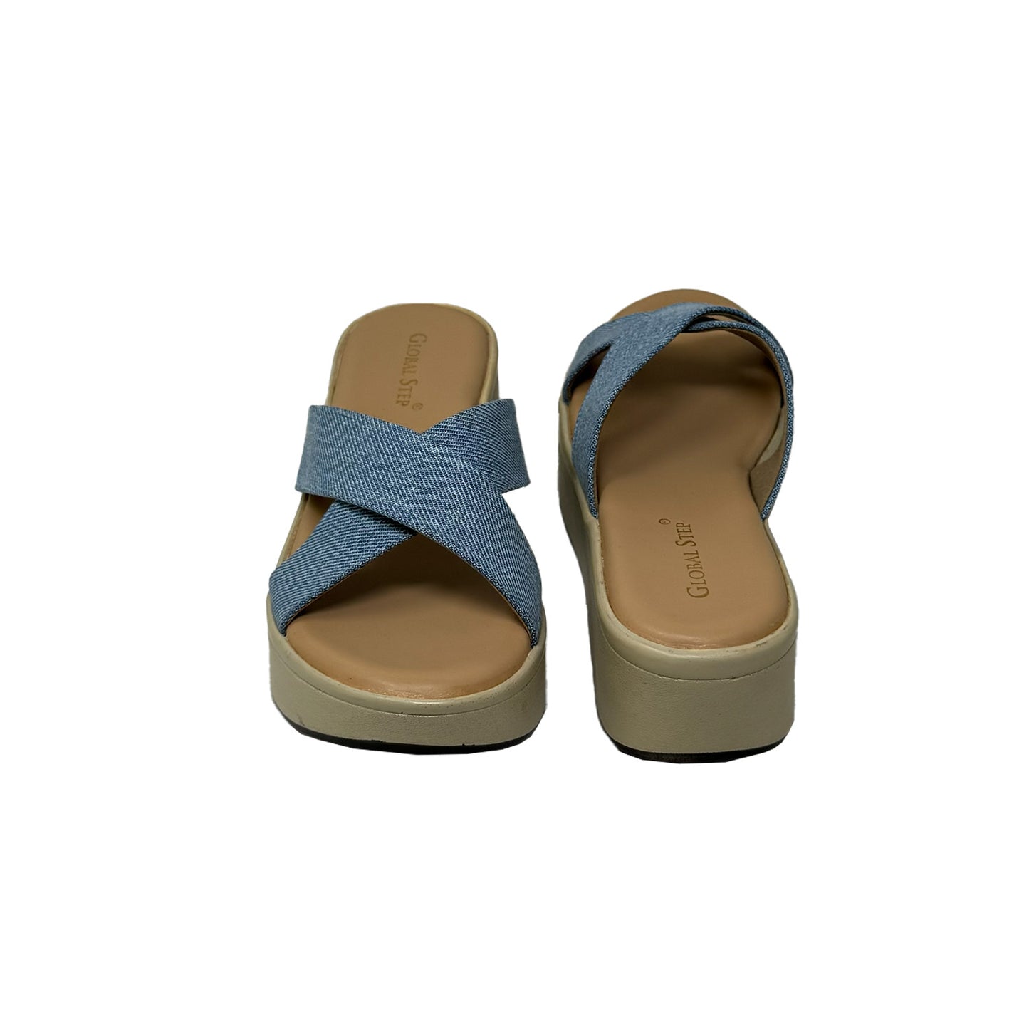 CrossEase Denim Platform Wedges