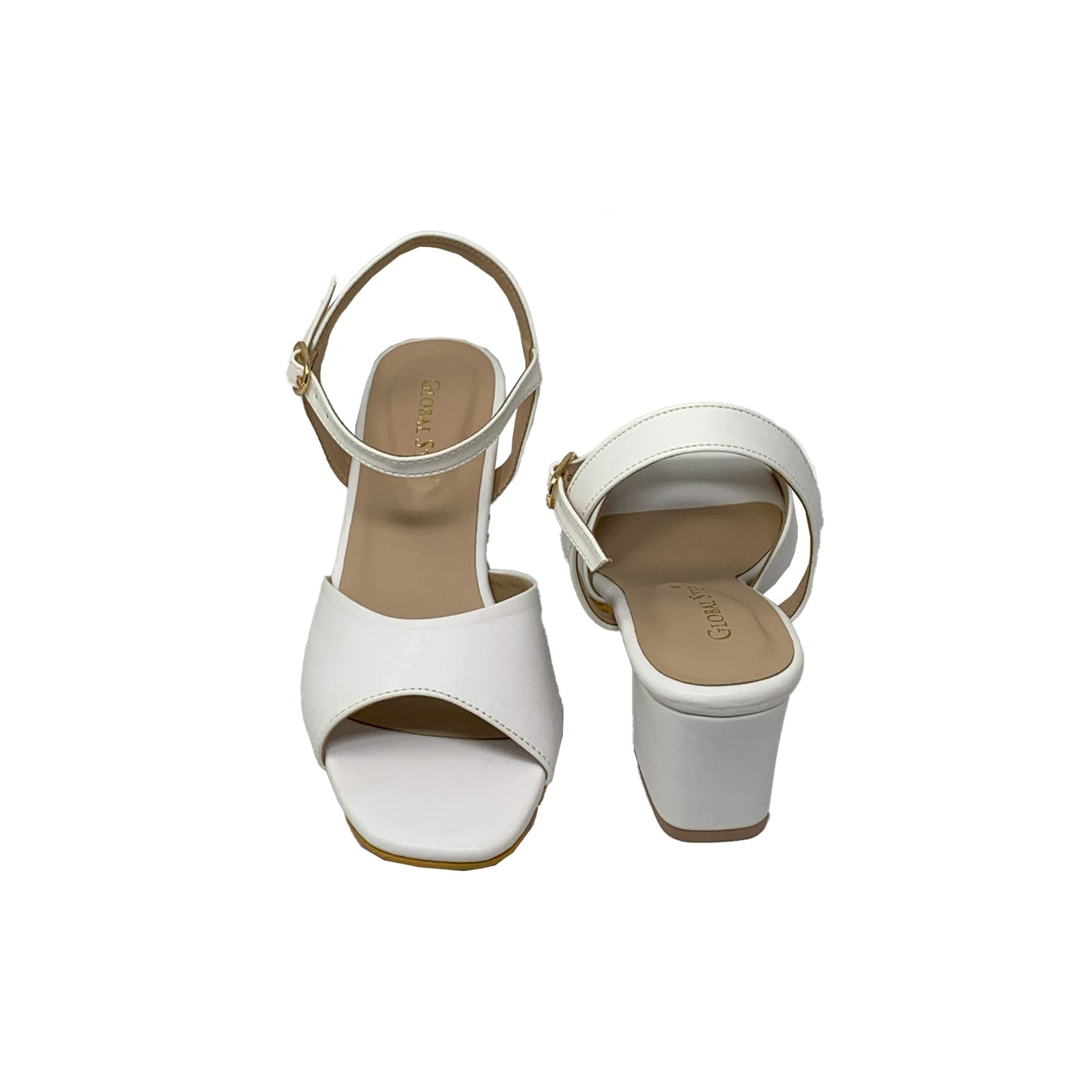 White Block Heel Sandals