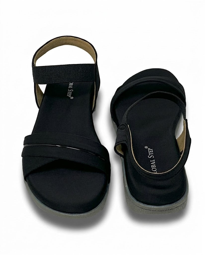 Black Sandal with Silver Accent
