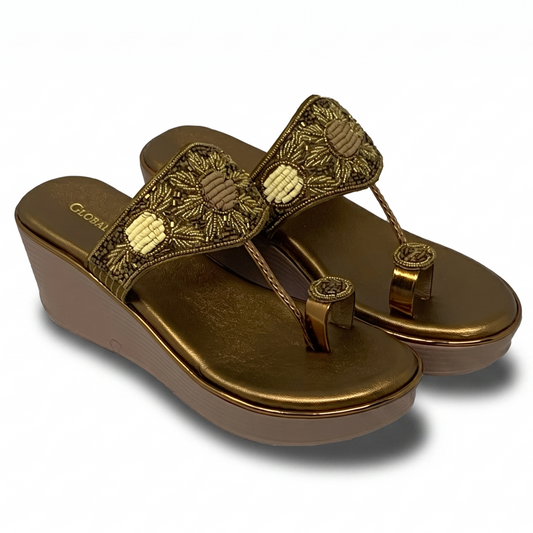 Antique Embroidered Wedge Sandals