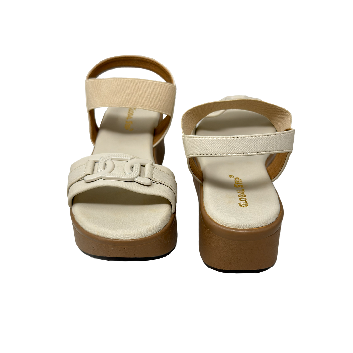 Off White Platform Wedge Sandals