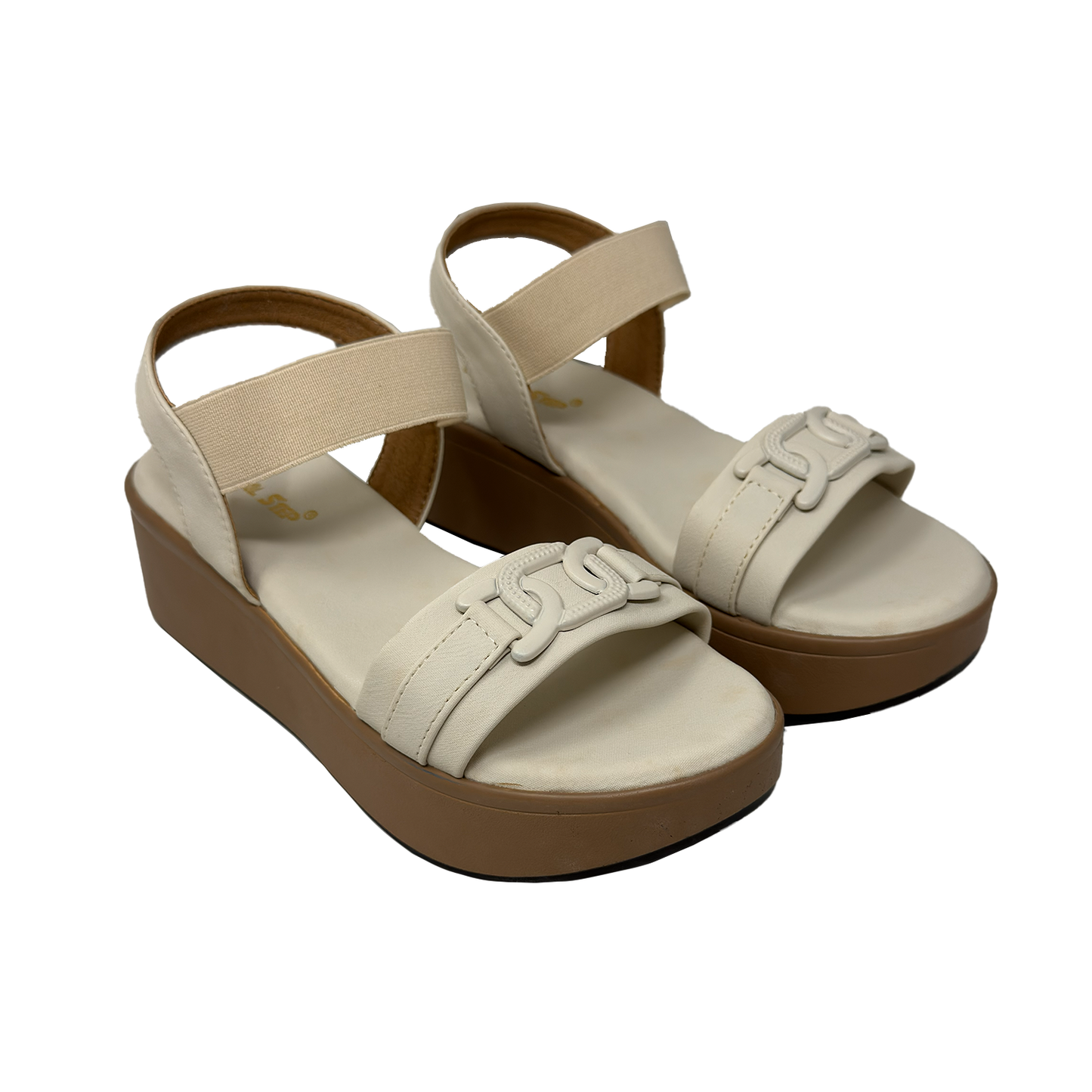 Off White Platform Wedge Sandals