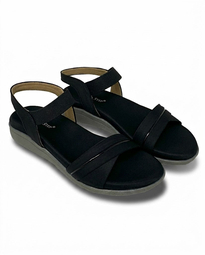 Black Sandal with Silver Accent