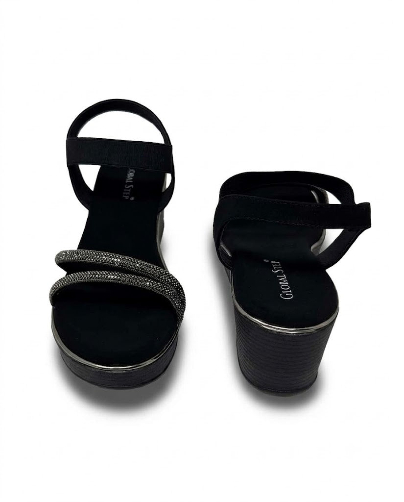 Crystal Arc Wedge Sandals