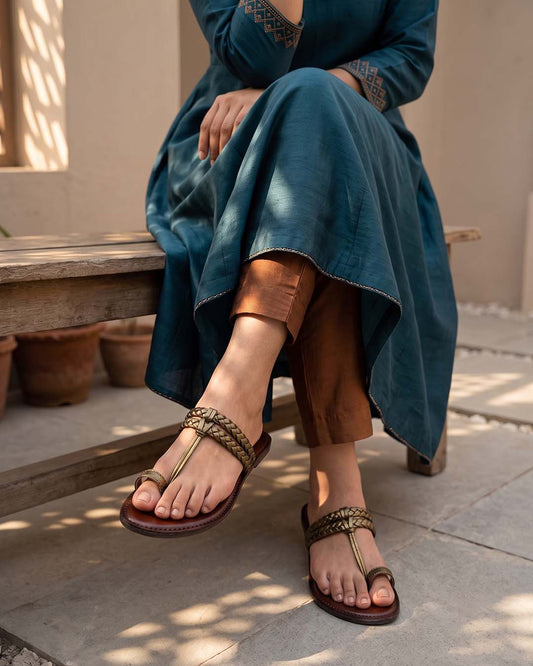 Posh Braided Luxe Toe-Loop Flats