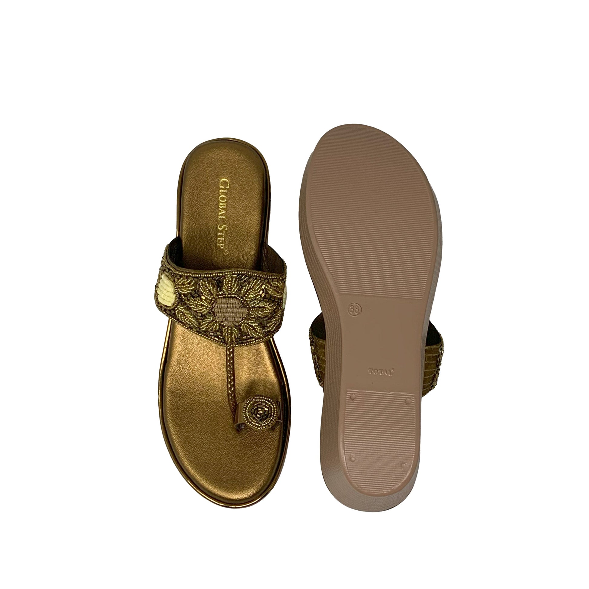 Antique Embroidered Wedge Sandals - GlobalStep - shoes - 36