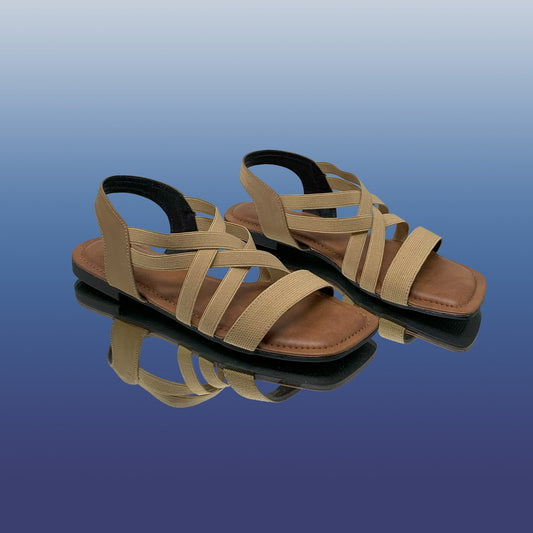 Beige Criss - Cross Flat Sandals - GlobalStep - shoes - 36