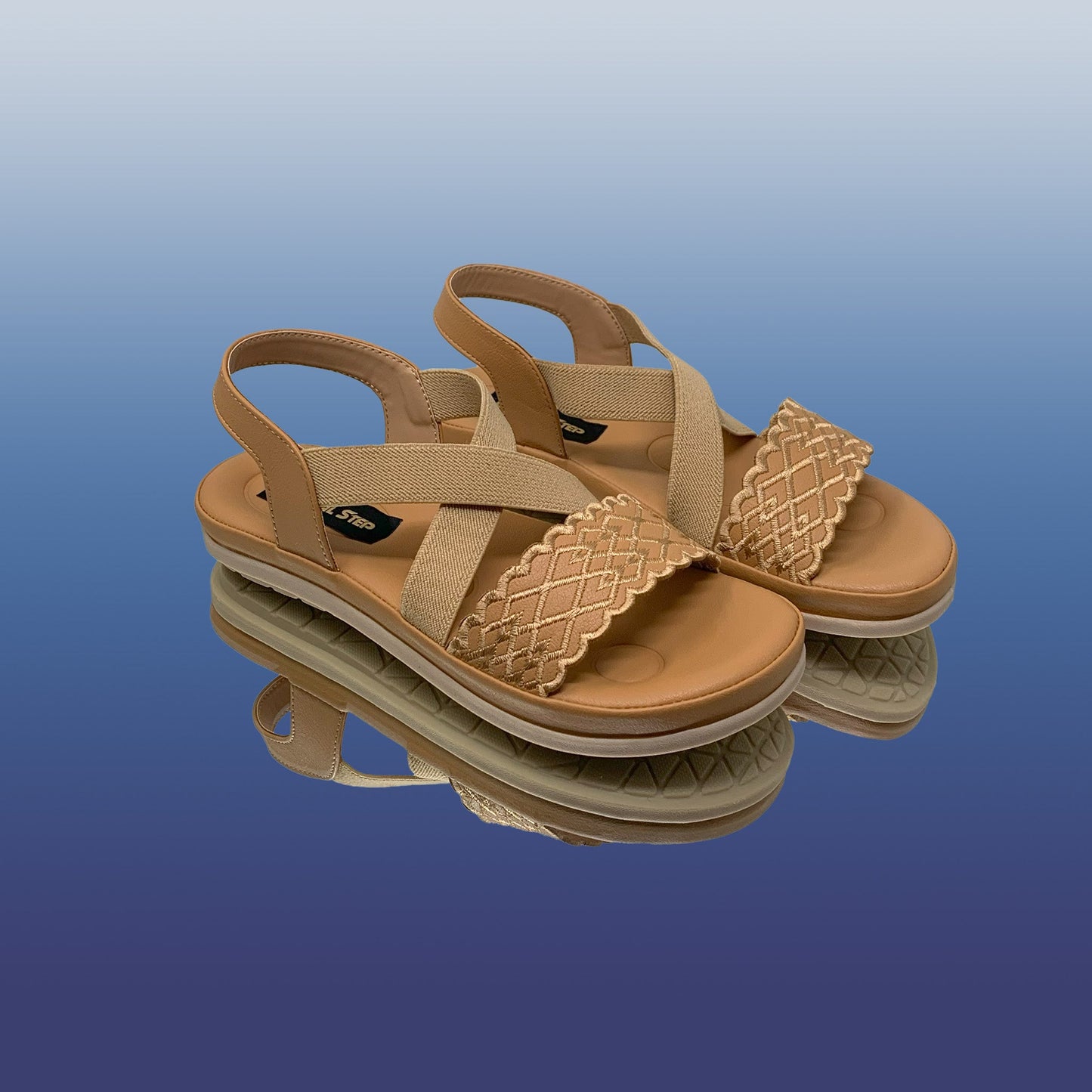 Beige Cross - Strap Sandals - GlobalStep - shoes - 36