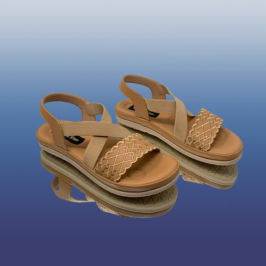 Beige Cross - Strap Sandals - GlobalStep - shoes - 36