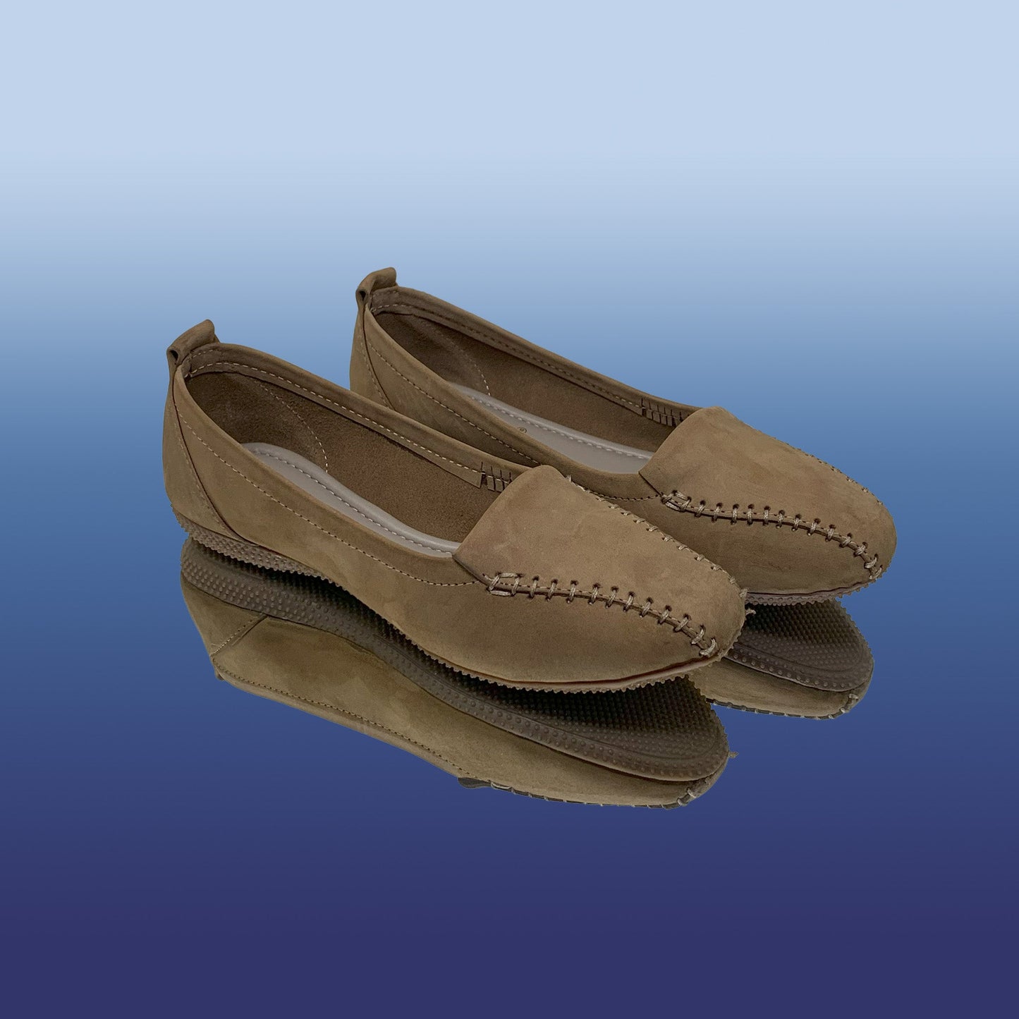 Beige Nubuck Leather Loafers - GlobalStep - shoes - 36