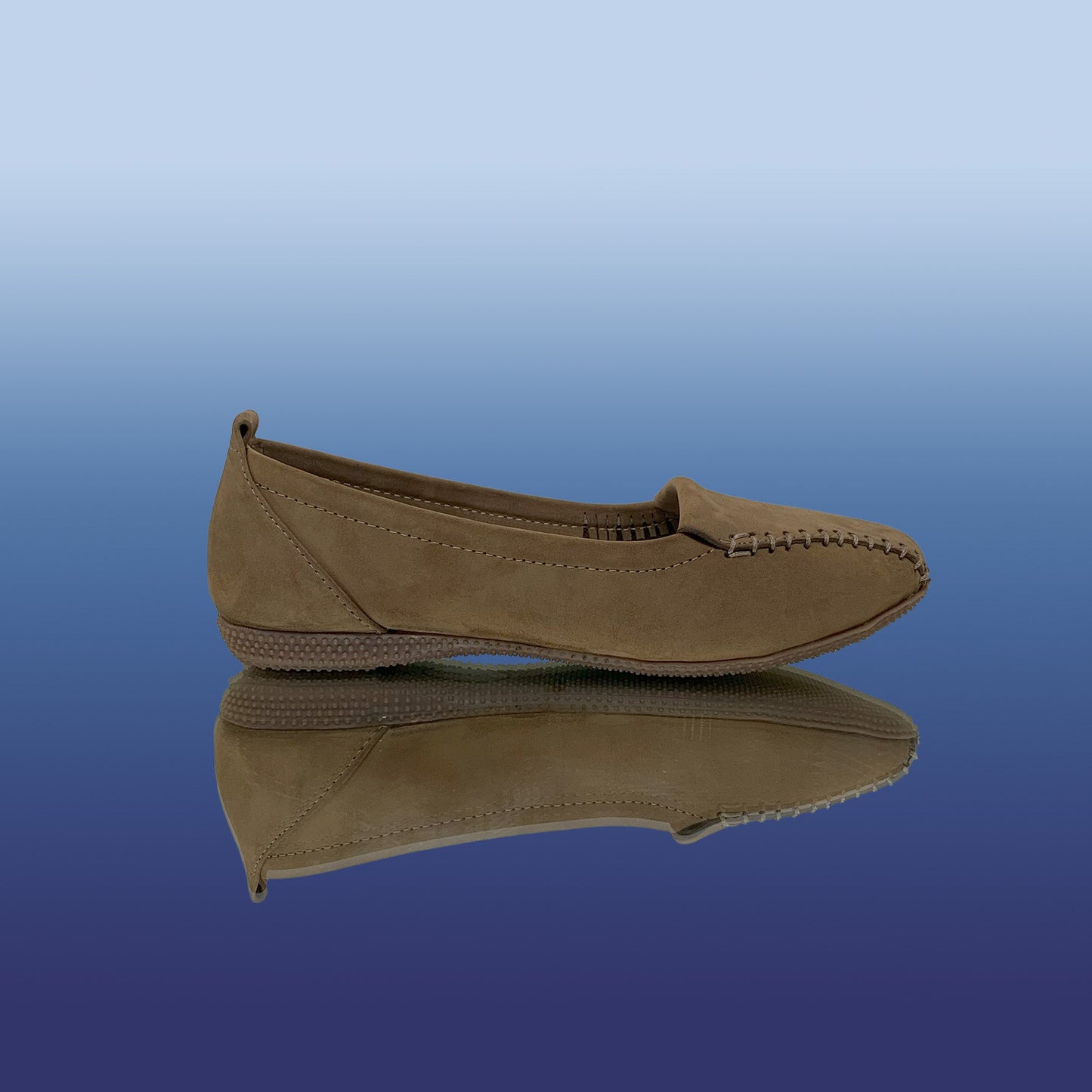 Beige Nubuck Leather Loafers - GlobalStep - shoes - 36