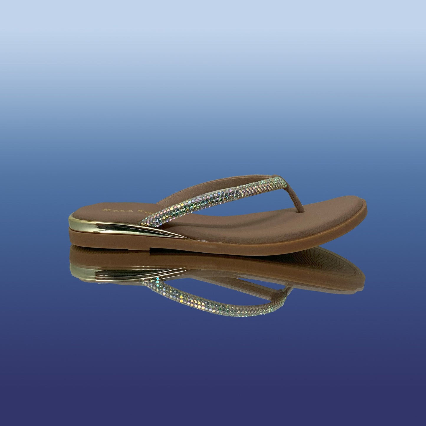 Beige Rhinestone Flip Flops - GlobalStep - shoes - 36