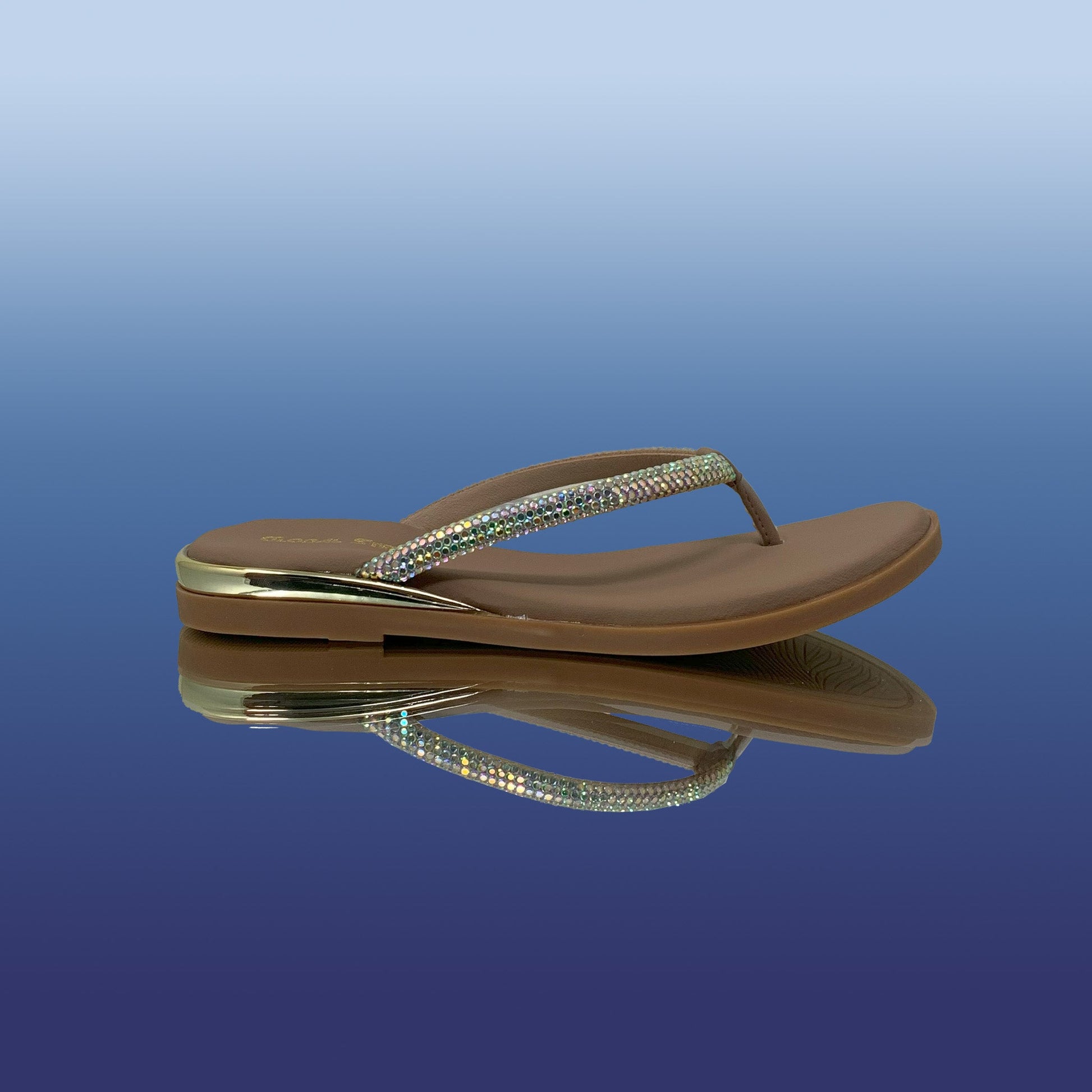 Beige Rhinestone Flip Flops - GlobalStep - shoes - 36