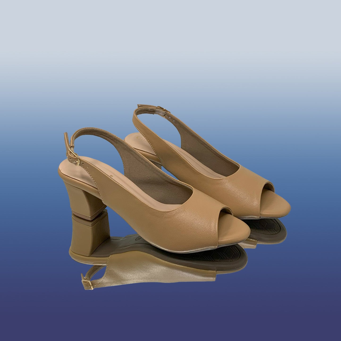 Beige Slingback Block Heels - GlobalStep - shoes - 36