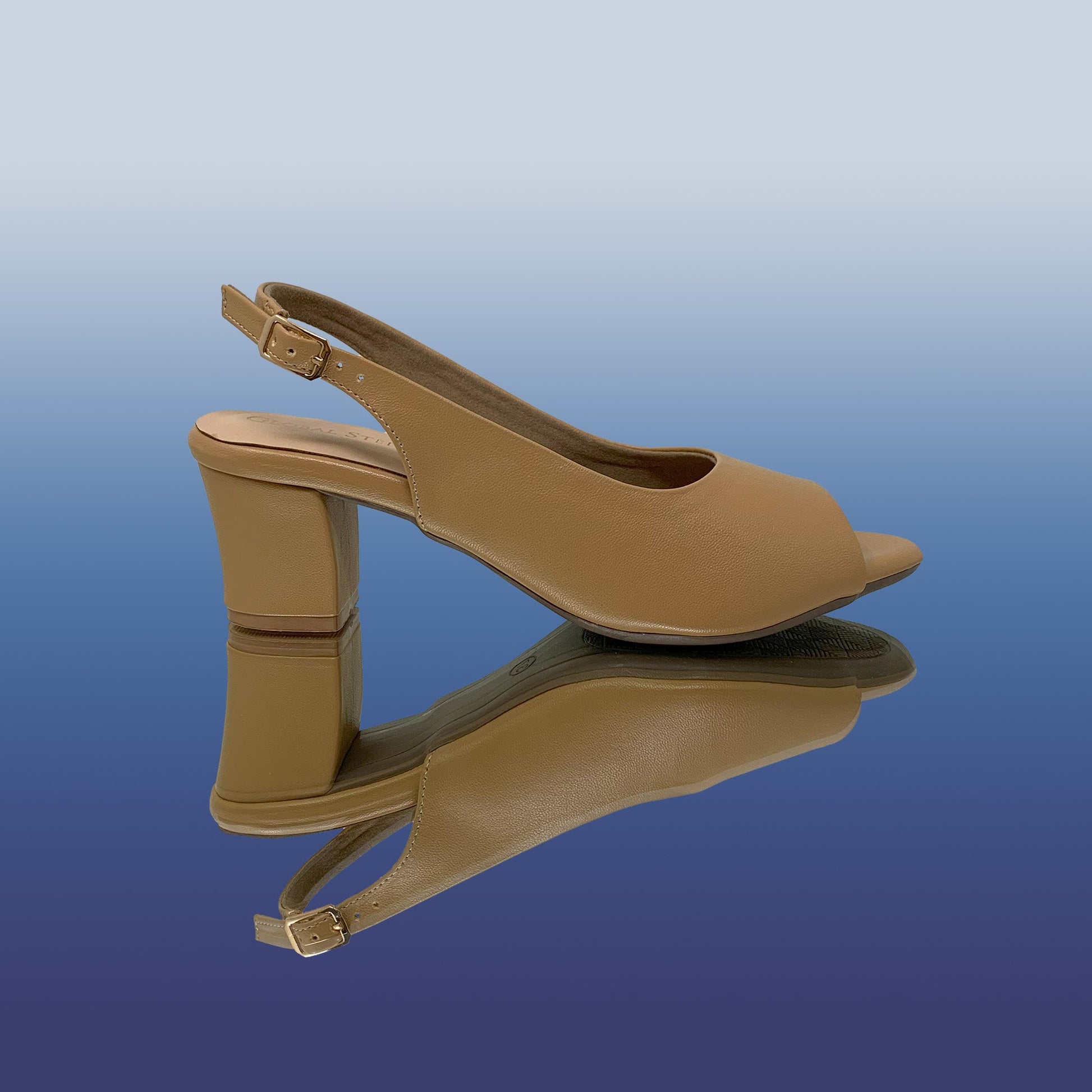 Beige Slingback Block Heels - GlobalStep - shoes - 36